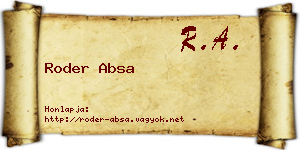 Roder Absa névjegykártya